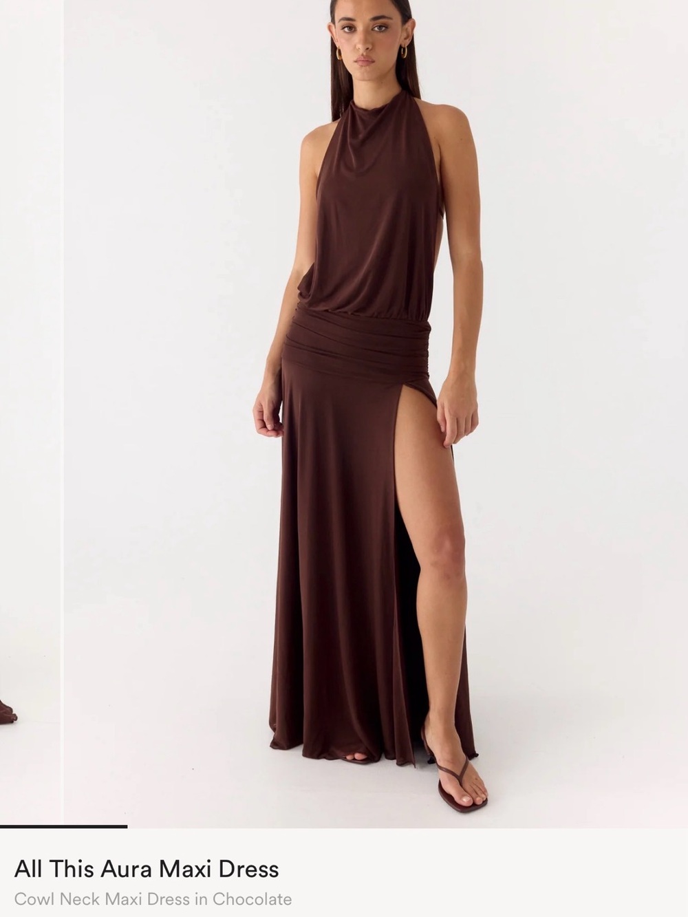 Peppermayo All This Aura Maxi Dress - Chocolate Brown